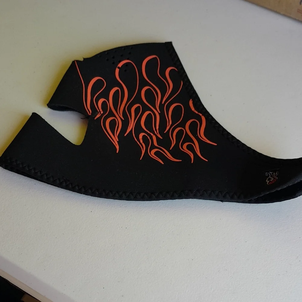 Black and Red Flame Design Neoprene Face Mask